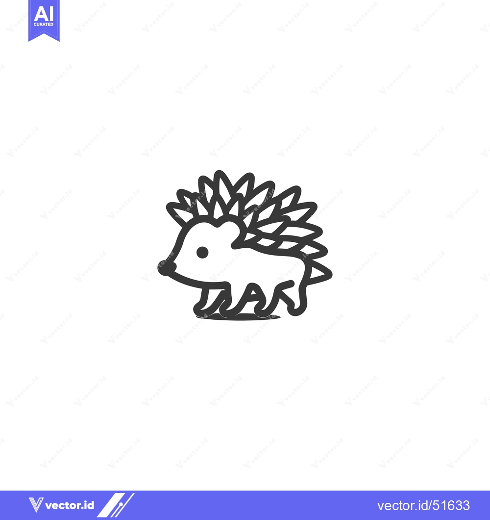 Premium Vector dari Line art illustration of a cartoon hedgehog walking