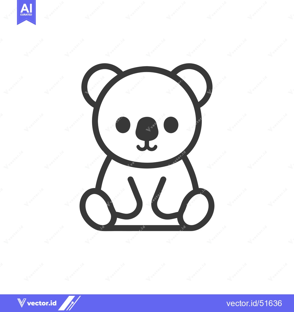 Premium Vector dari Line art illustration of a cartoon koala sitting