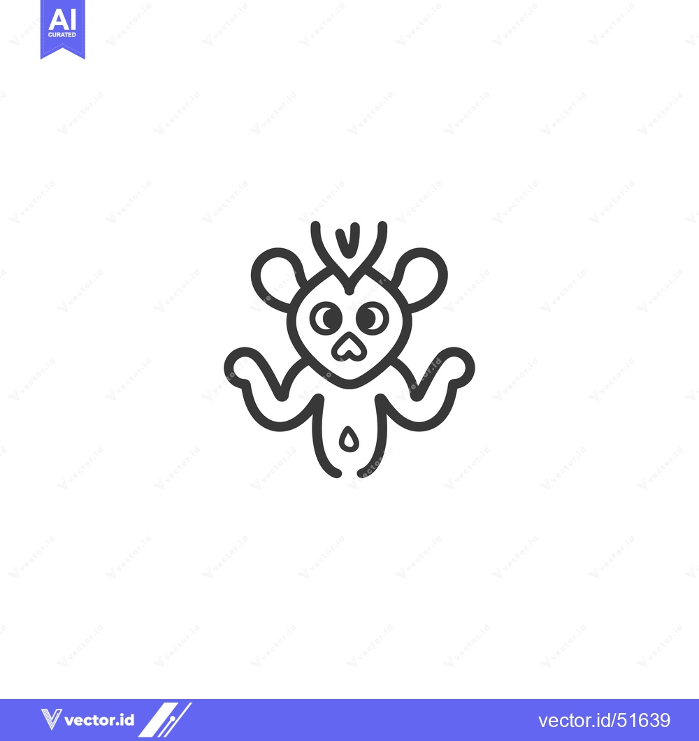 Premium Vector dari Line Art Illustration of a Cartoon Monkey with Big Eyes