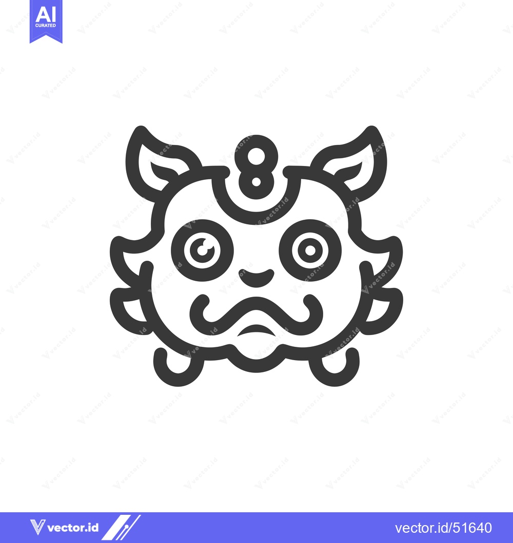 Premium Vector dari Line art illustration of a cartoon monster face