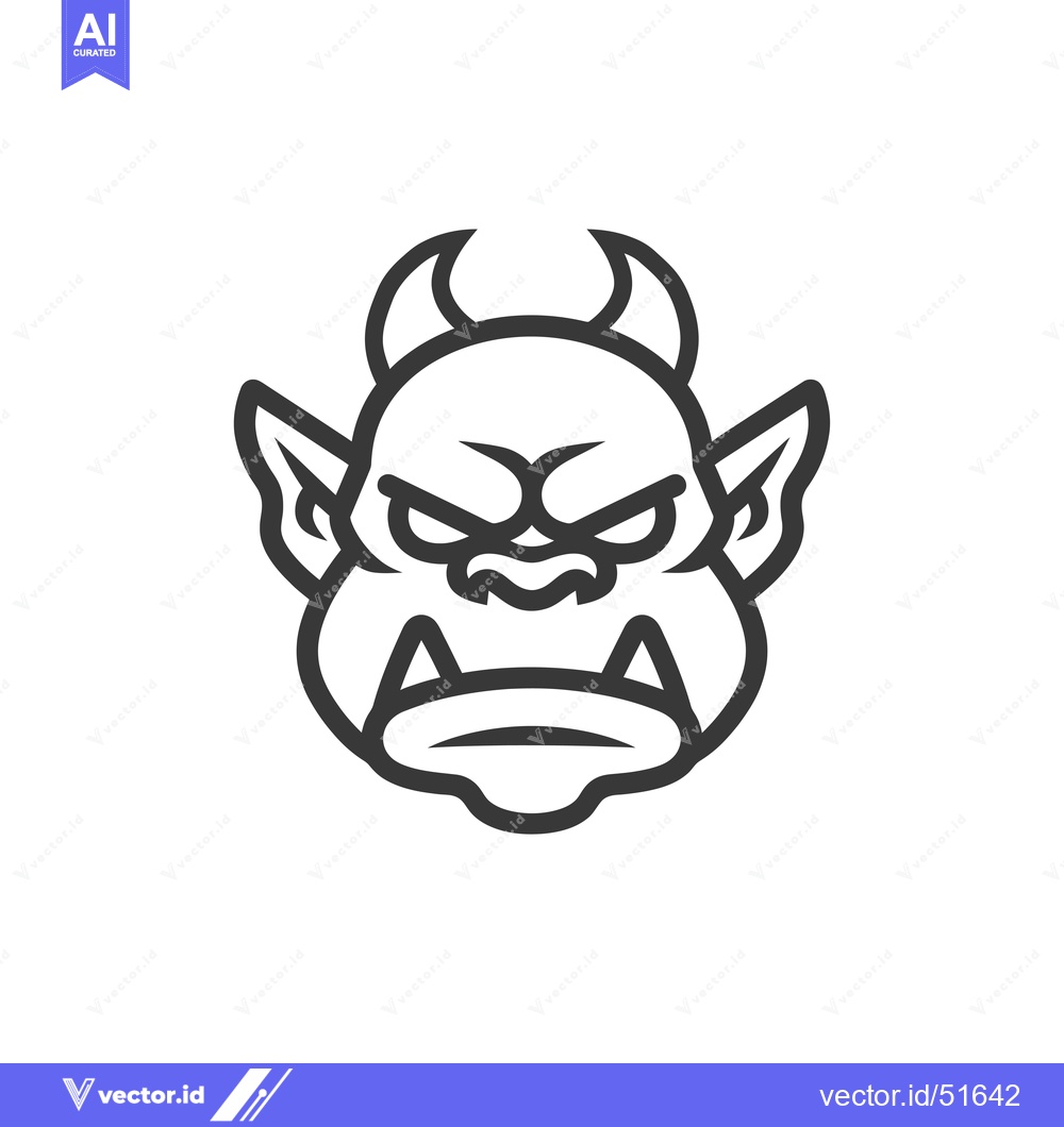 Premium Vector dari Line art illustration of a cartoon monster's head