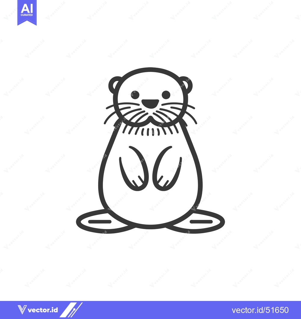 Premium Vector dari Line Art Illustration of a Cartoon Otter