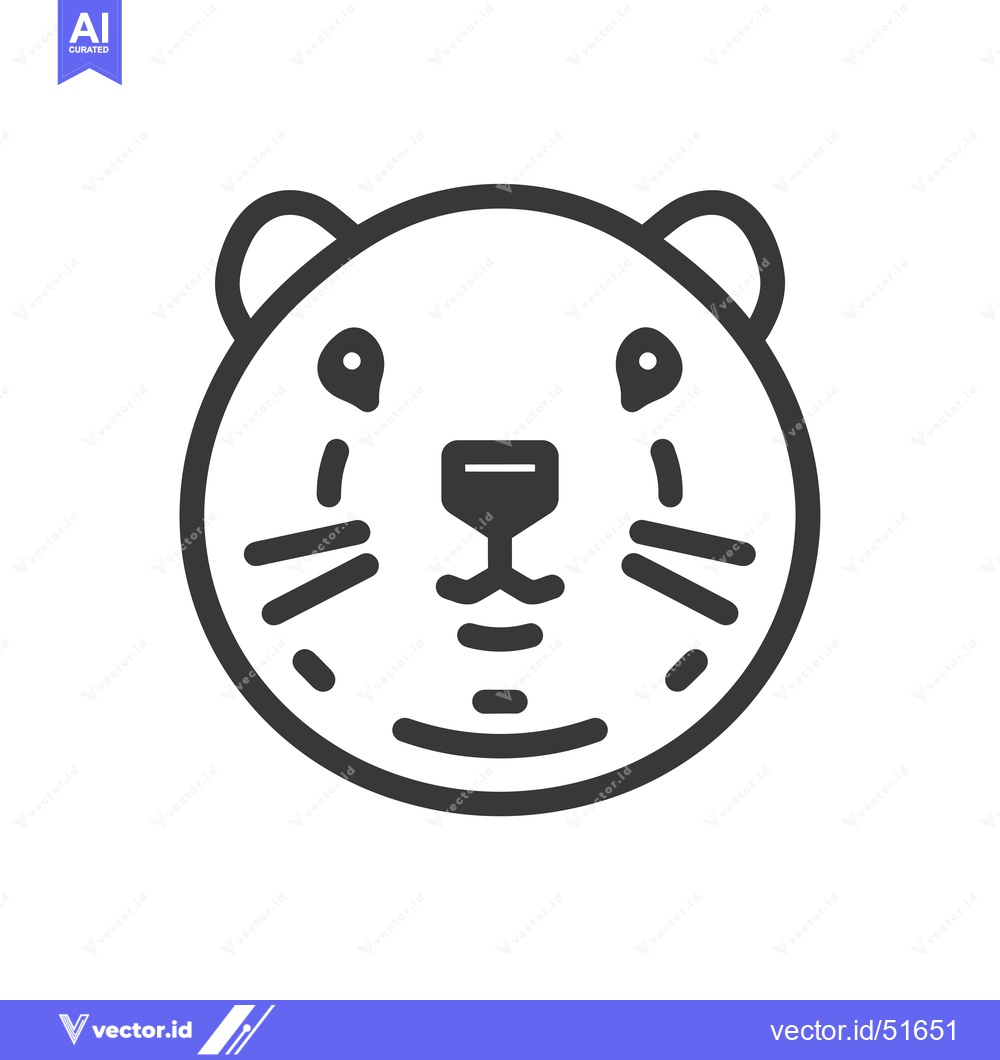 Premium Vector of Line Art Illustration of a Cartoon Otter Face