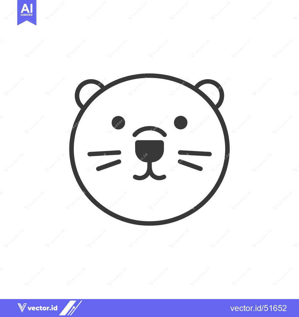 Premium Vector of Line Art Illustration of a Cartoon Otter Face