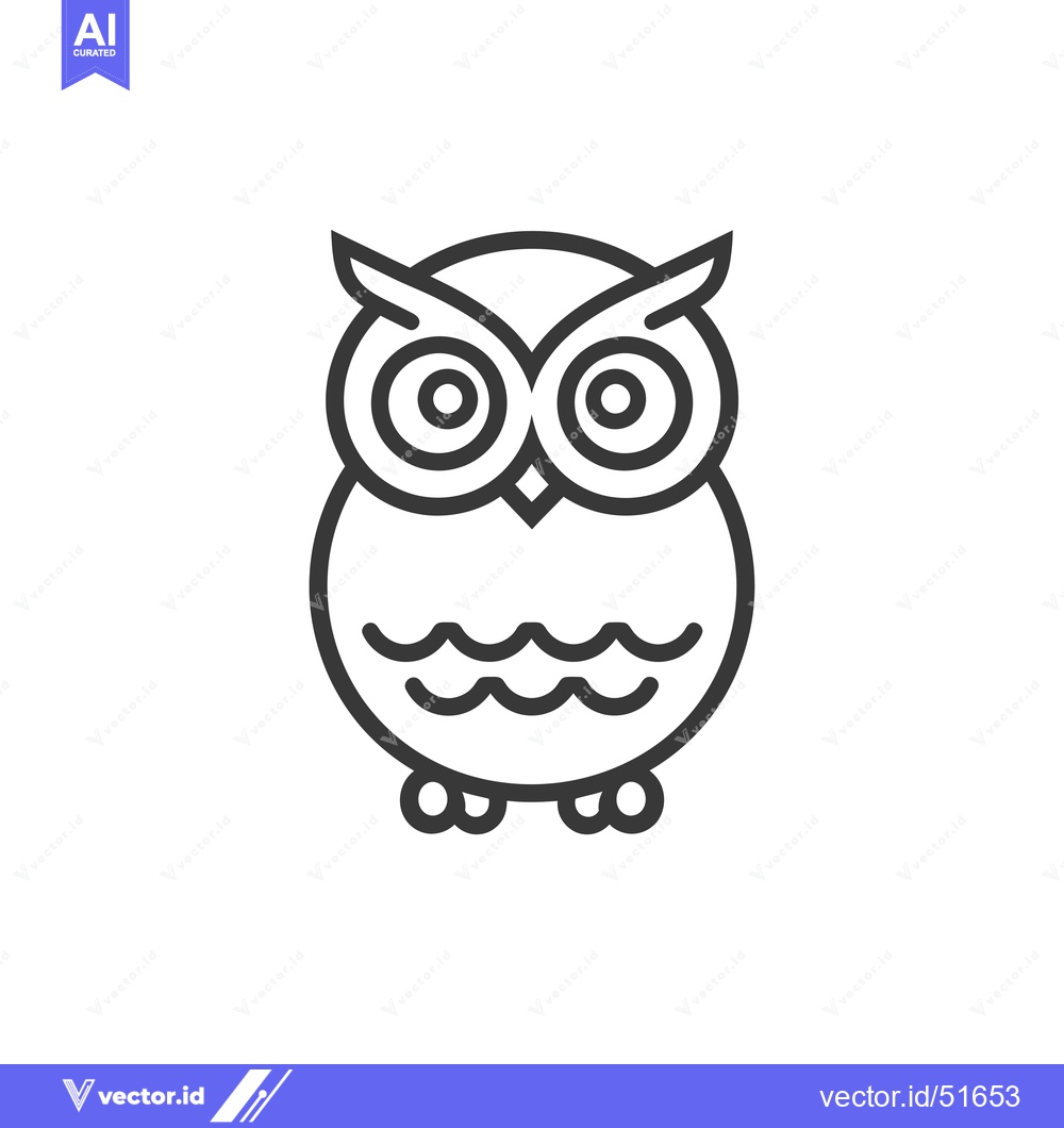 Premium Vector of Line Art Illustration of a Cartoon Owl