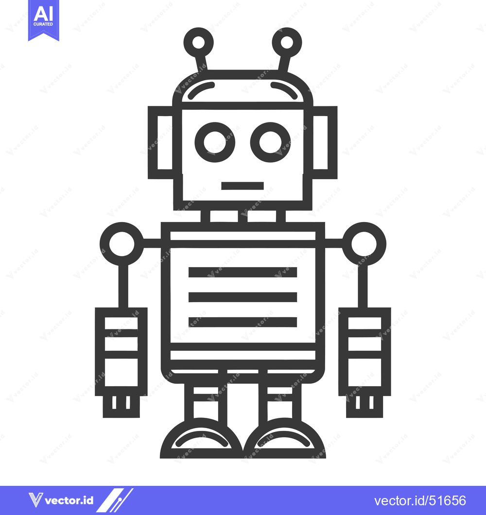 Premium Vector of Line art illustration of a cartoon robot
