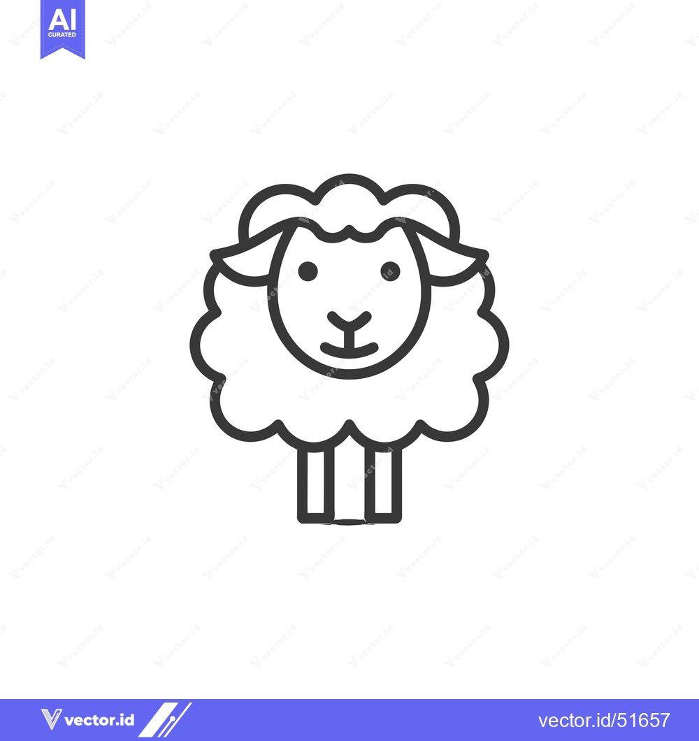 Premium Vector of Line Art Illustration of a Cartoon Sheep