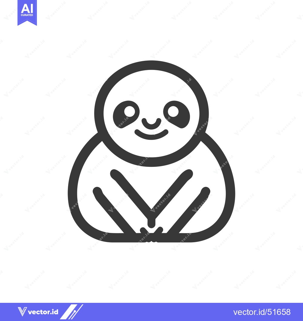 Premium Vector of Line Art Illustration of a Cartoon Sloth with a Smile