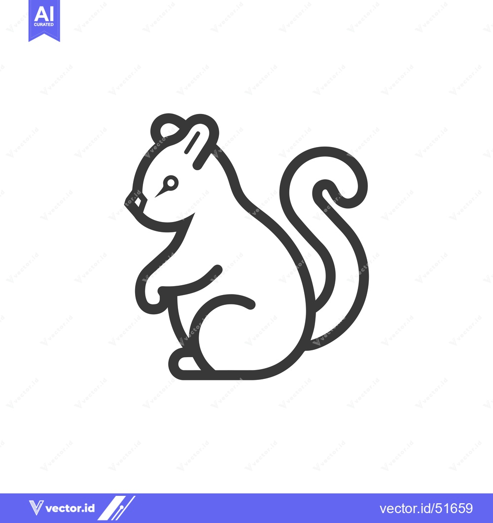 Premium Vector dari Line art illustration of a cartoon squirrel