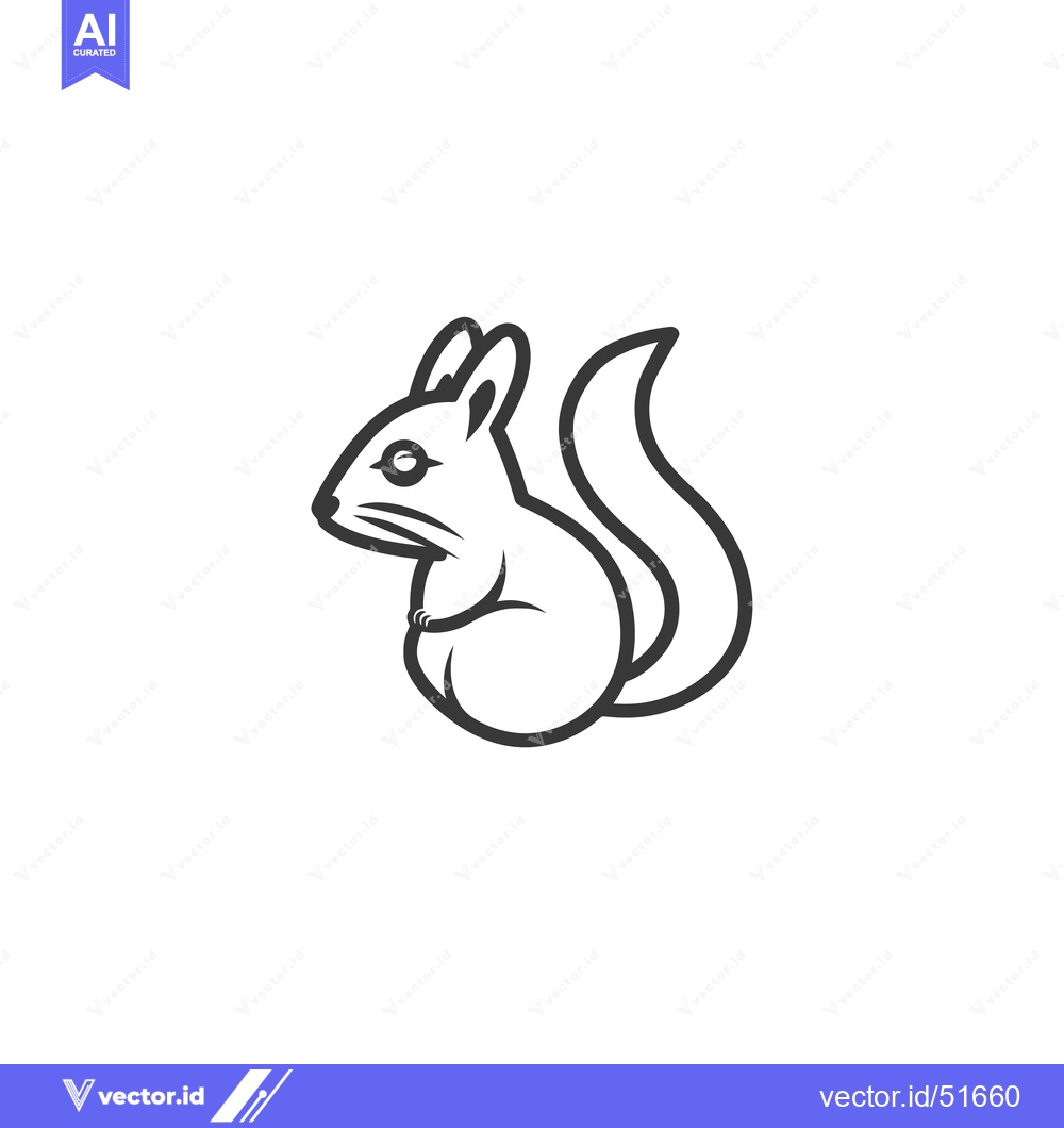 Premium Vector dari Line art illustration of a cartoon squirrel