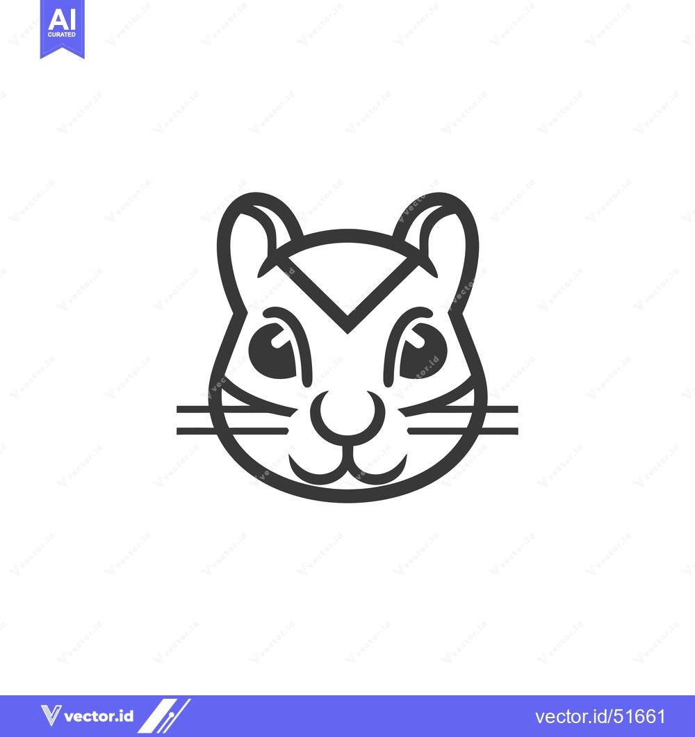 Premium Vector of Line Art Illustration of a Cartoon Squirrel Face