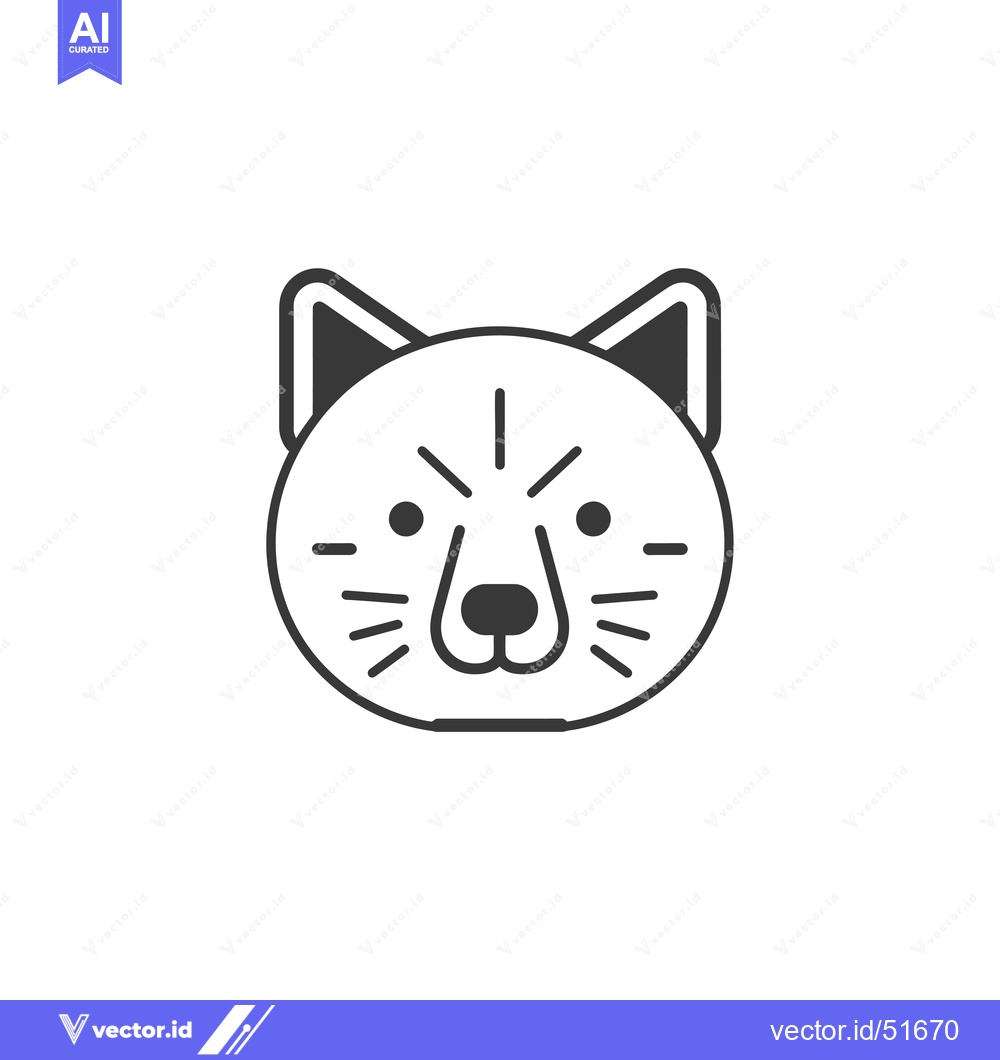Premium Vector of Line art illustration of a cat's face
