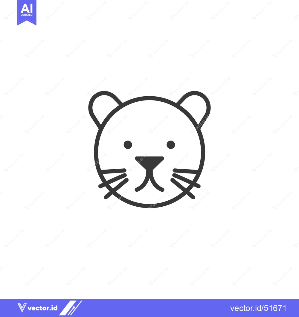 Premium Vector of Line Art Illustration of a Cat's Face