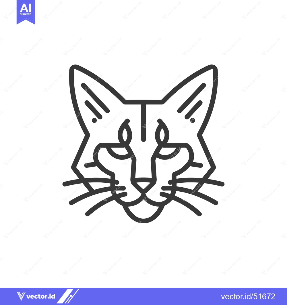 Premium Vector of Line Art Illustration of a Cat's Face