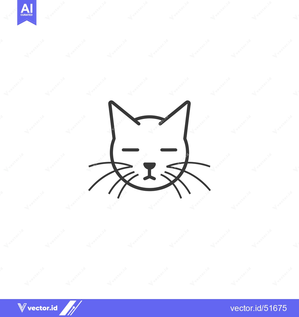 Premium Vector of Line Art Illustration of a Cat's Face