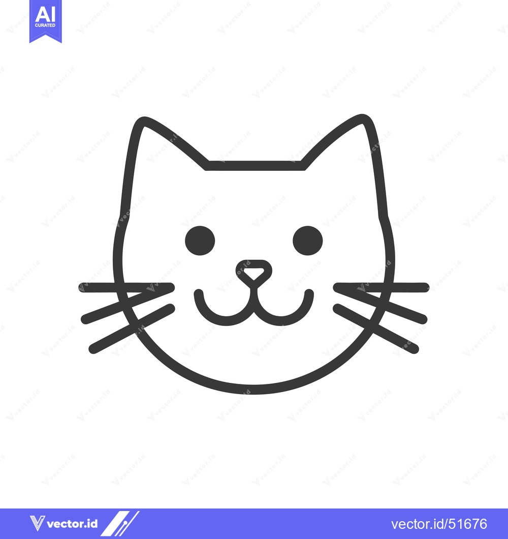 Premium Vector dari Line art illustration of a cat's face smiling