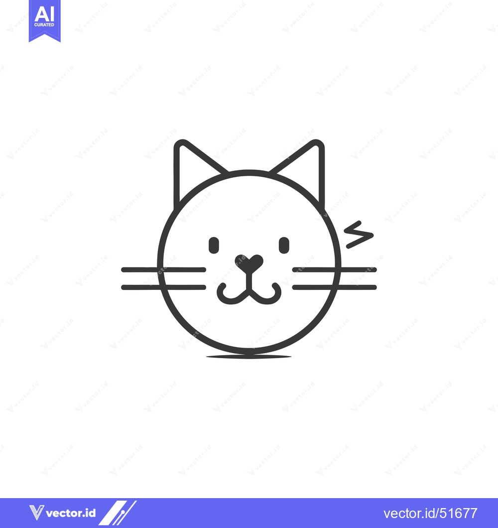 Premium Vector dari Line art illustration of a cat's face with a lightning bolt