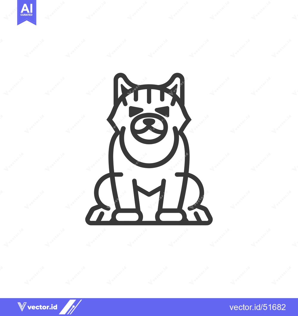Premium Vector of Line art illustration of a cat sitting down