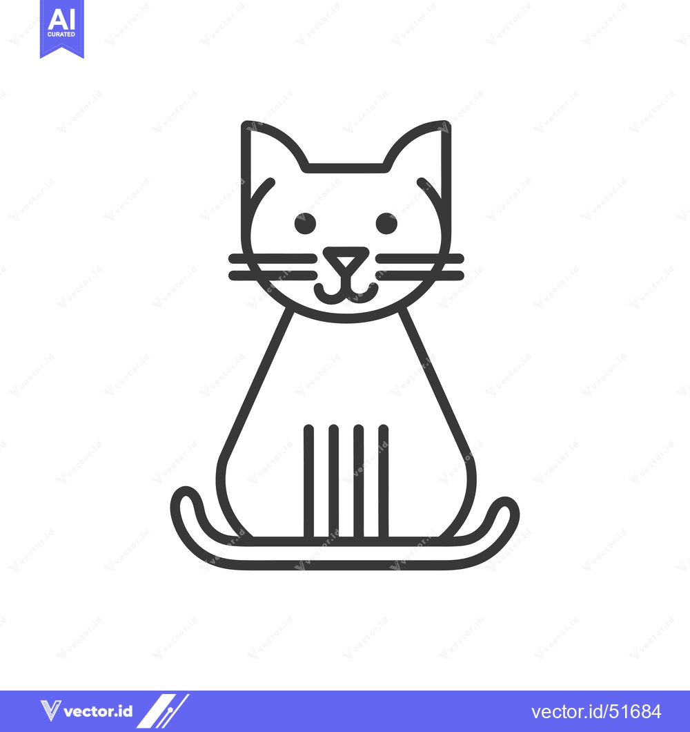 Premium Vector of Line Art Illustration of a Cat Sitting on a Snowboard