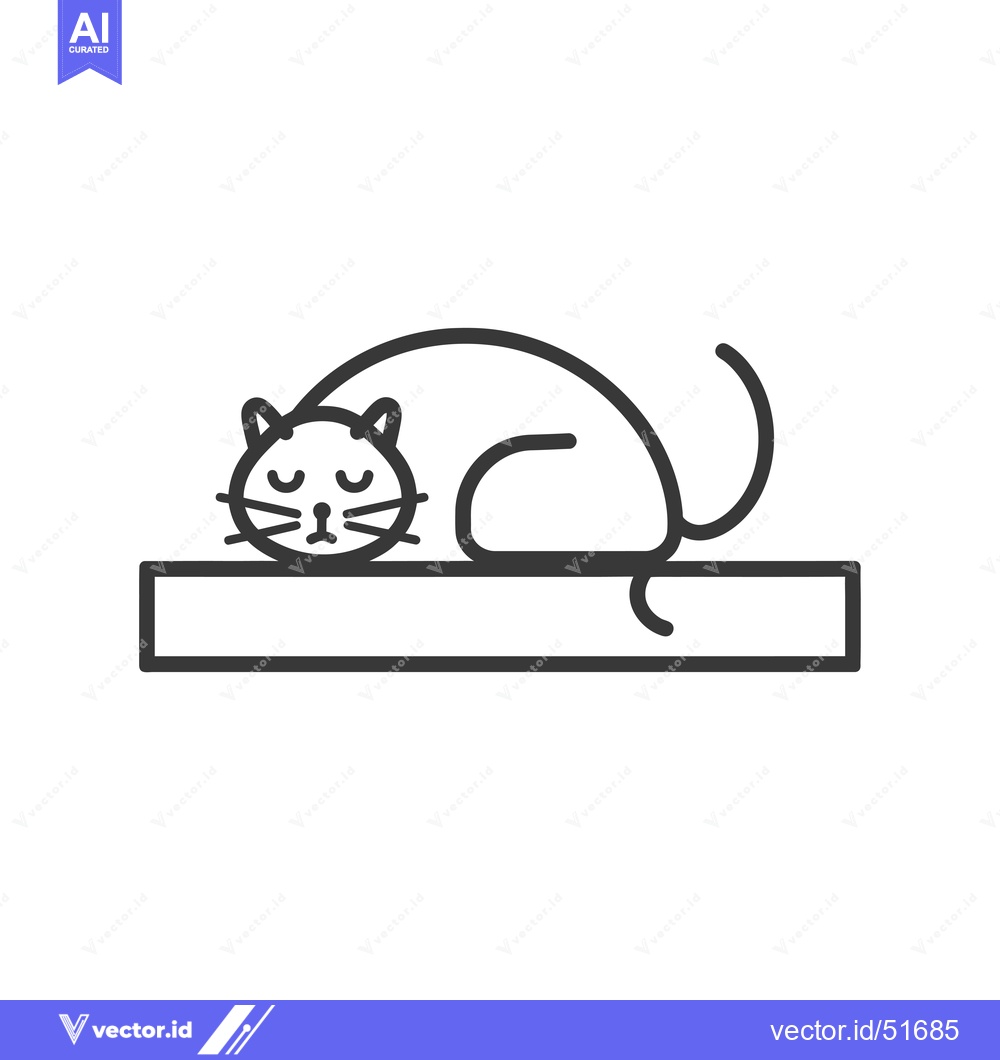 Premium Vector of Line Art Illustration of a Cat Sleeping on a Platform