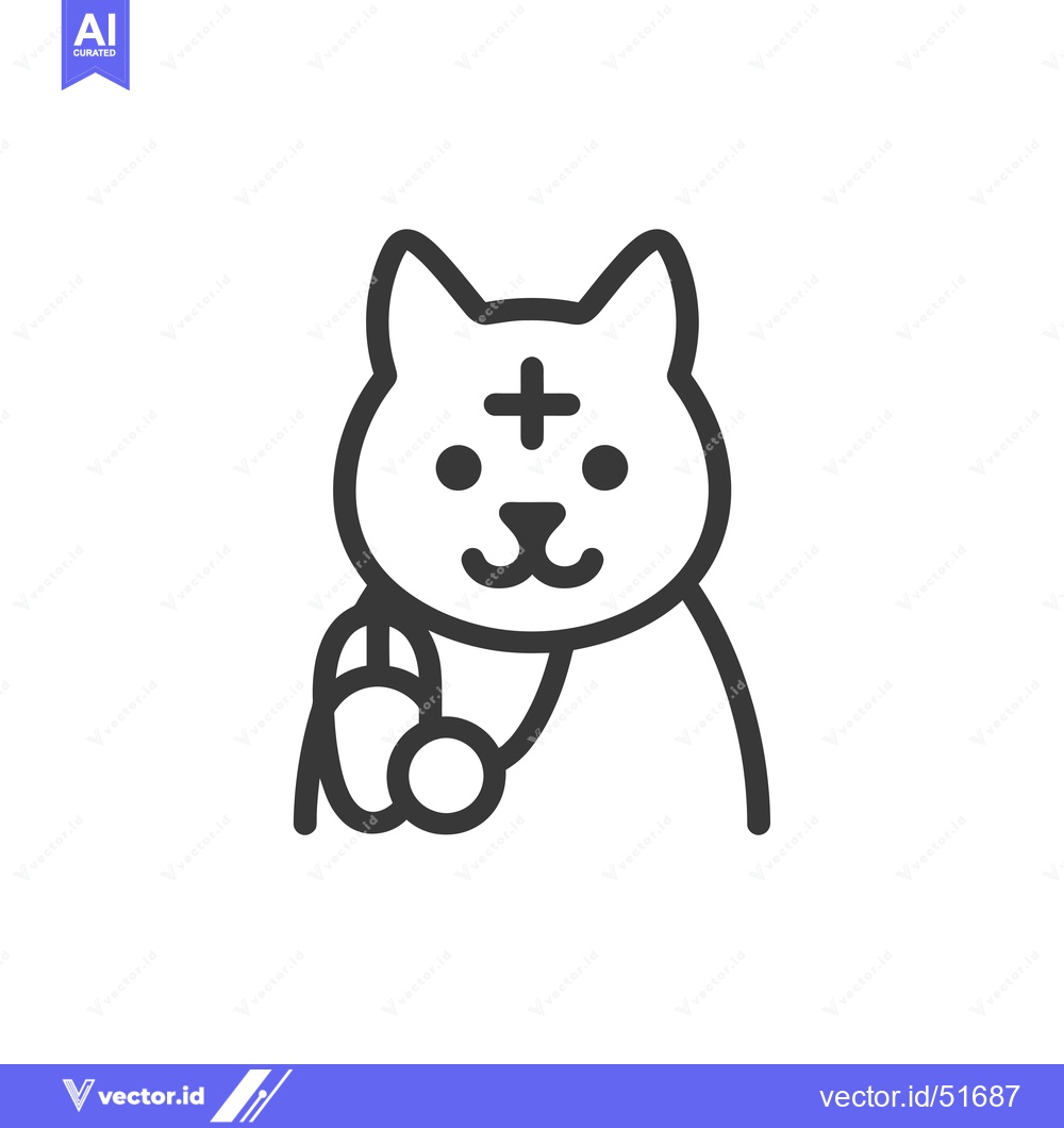 Premium Vector of Line art illustration of a cat wearing a cross necklace