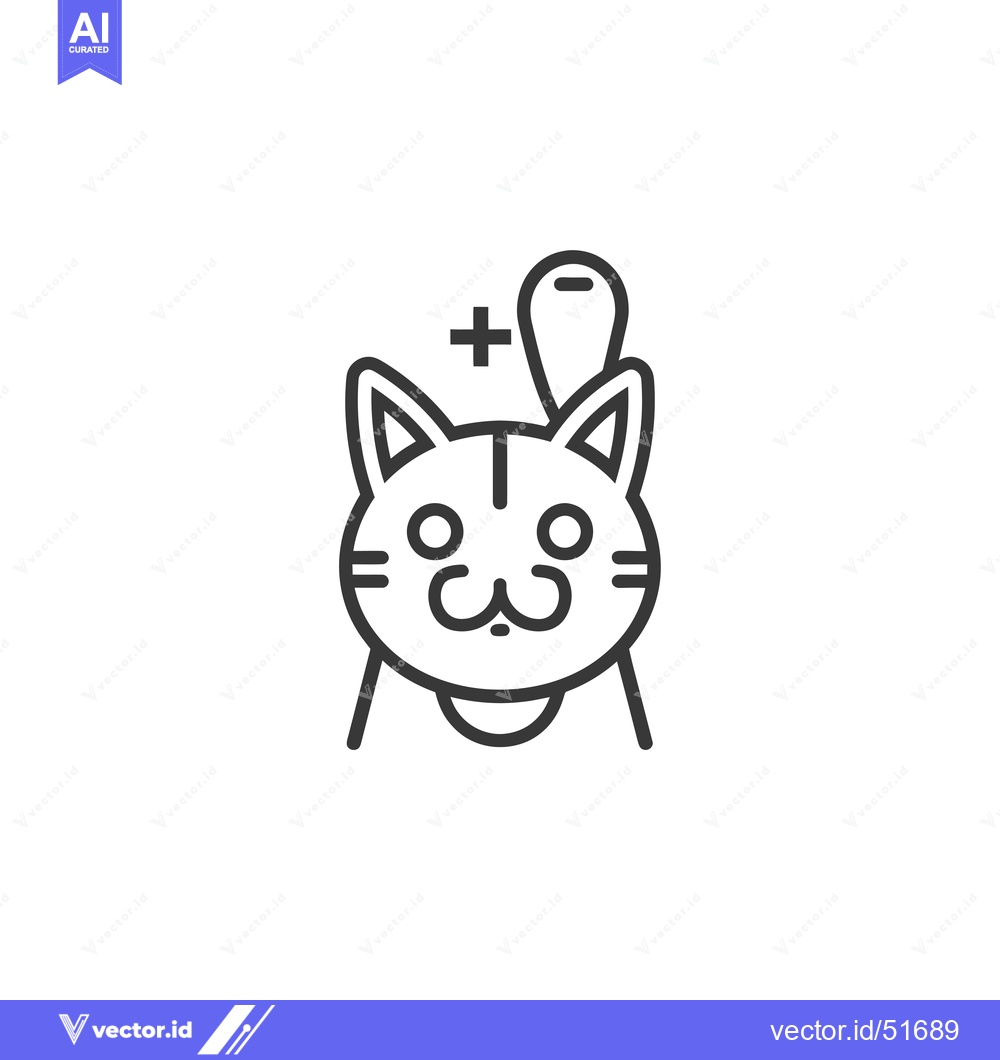 Premium Vector dari Line art illustration of a cat with a plus sign above its tail