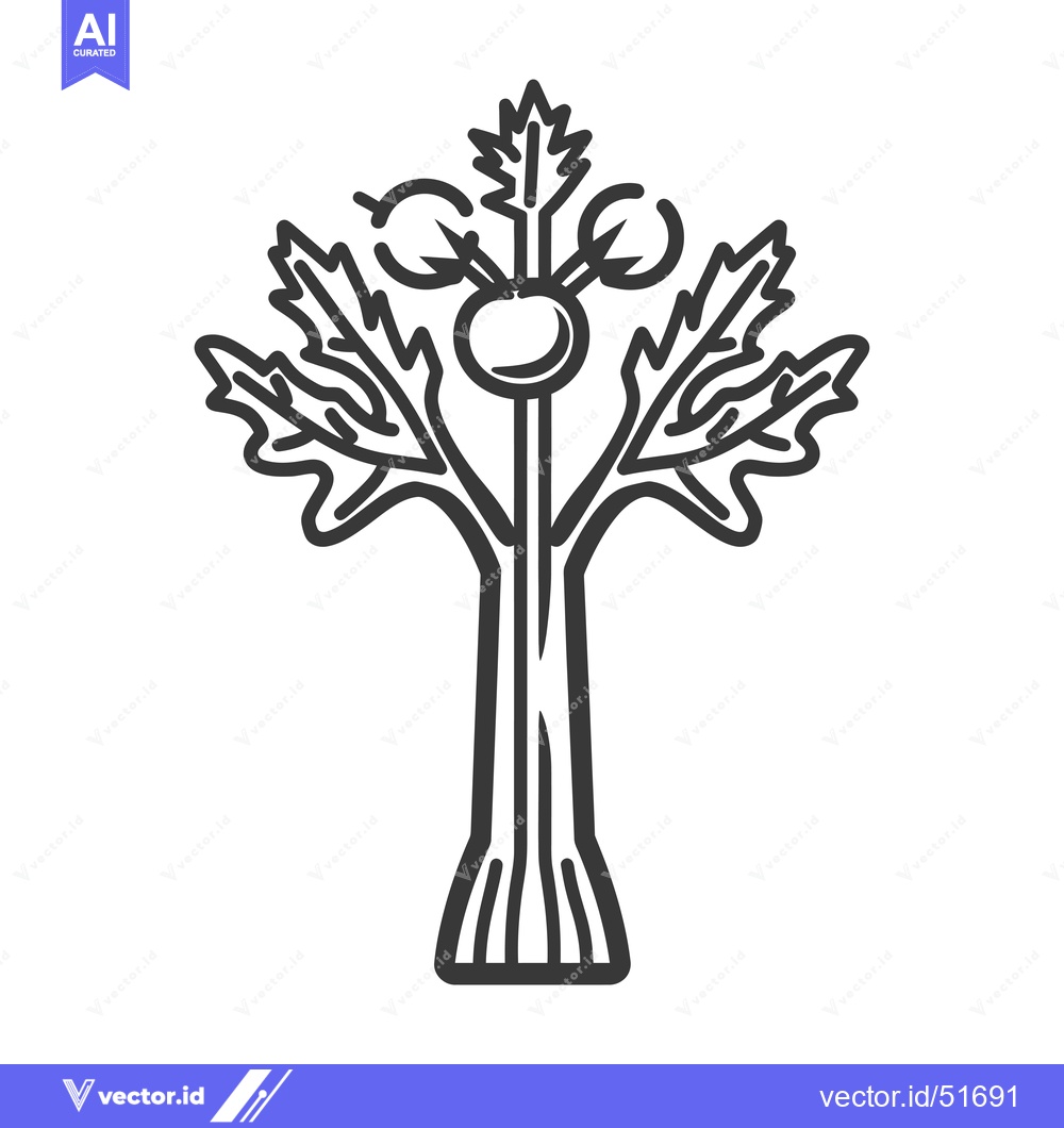 Premium Vector dari Line Art Illustration of a Celery Plant with Leaves and Stem