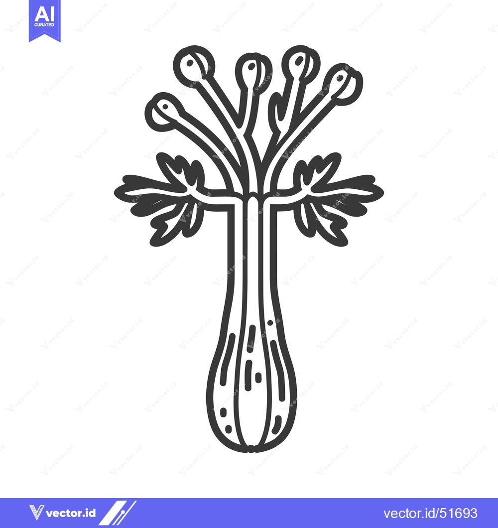 Premium Vector dari Line Art Illustration of a Celery Stalk with Seeds