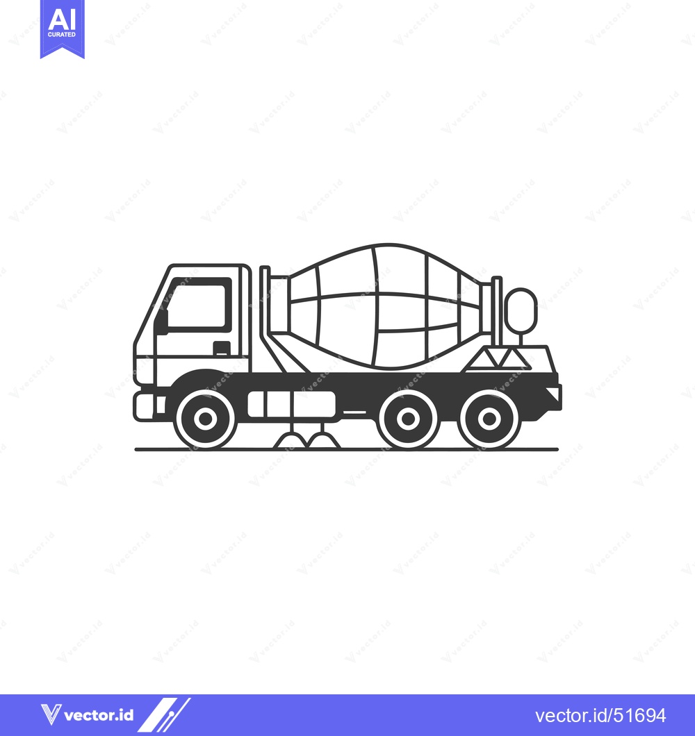 Premium Vector dari Line Art Illustration of a Cement Mixer Truck