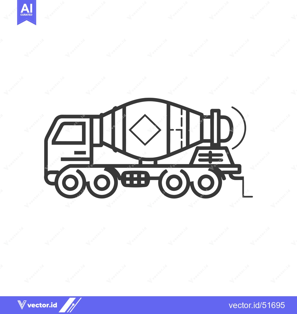 Premium Vector dari Line Art Illustration of a Cement Mixer Truck