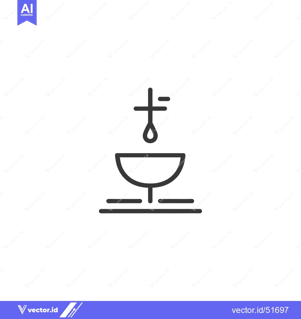 Premium Vector of Line Art Illustration of a Chalice with a Cross and Droplet