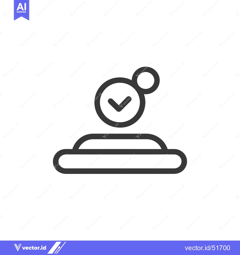 Premium Vector of Line art illustration of a checkmark inside a circle with a small circ