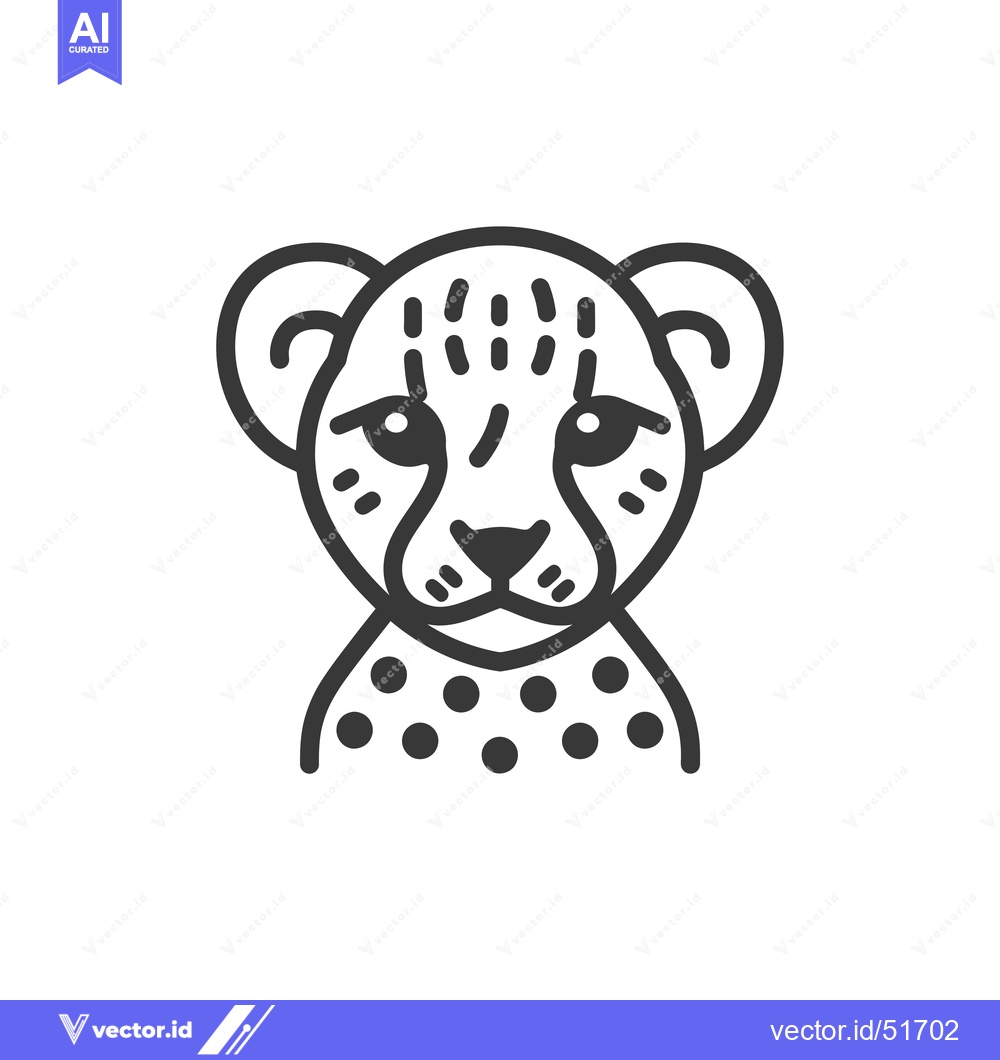 Premium Vector of Line Art Illustration of a Cheetah Cub's Face