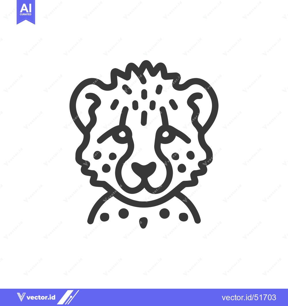Premium Vector dari Line Art Illustration of a Cheetah Cub's Face