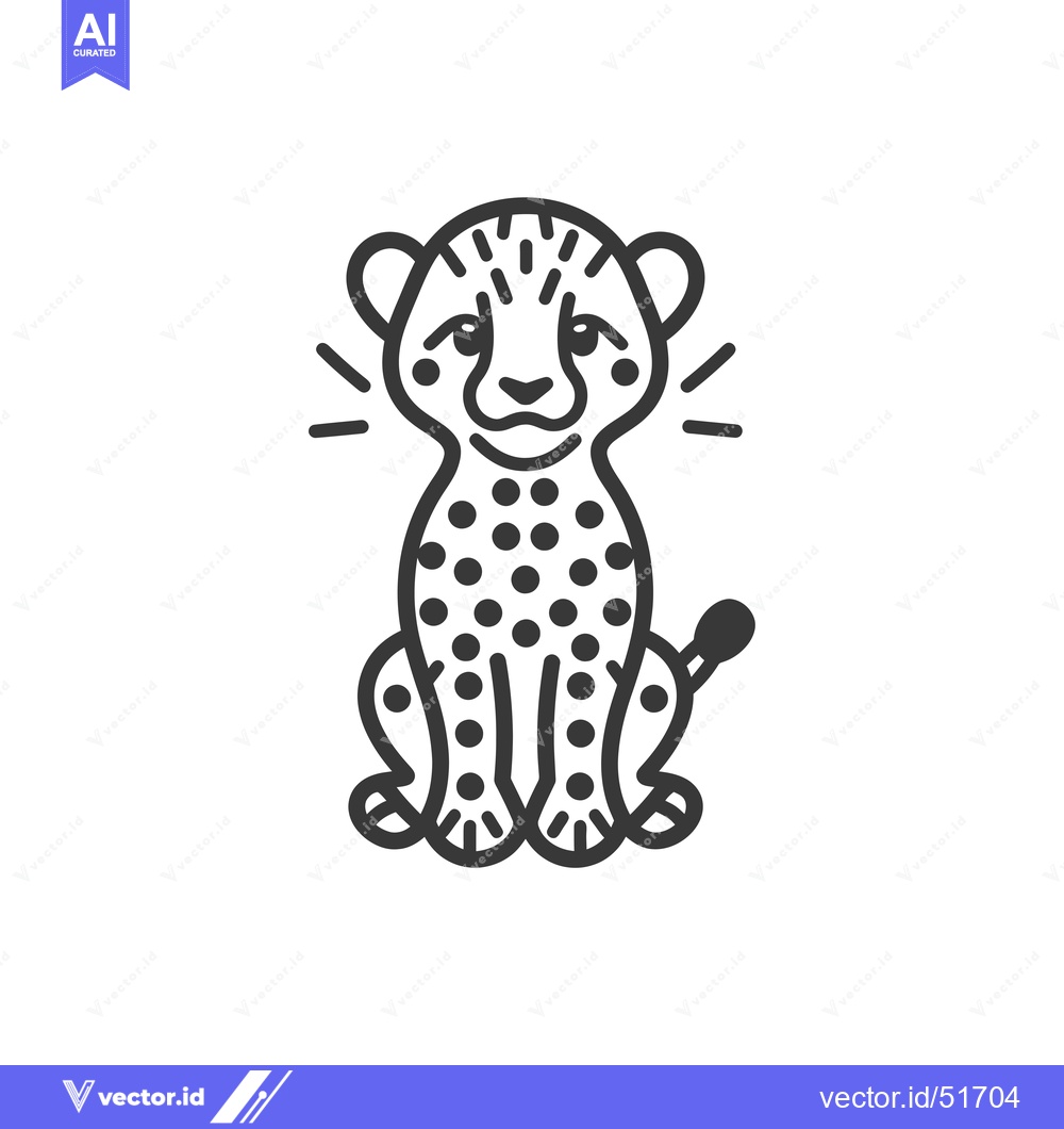 Premium Vector dari Line art illustration of a cheetah cub sitting