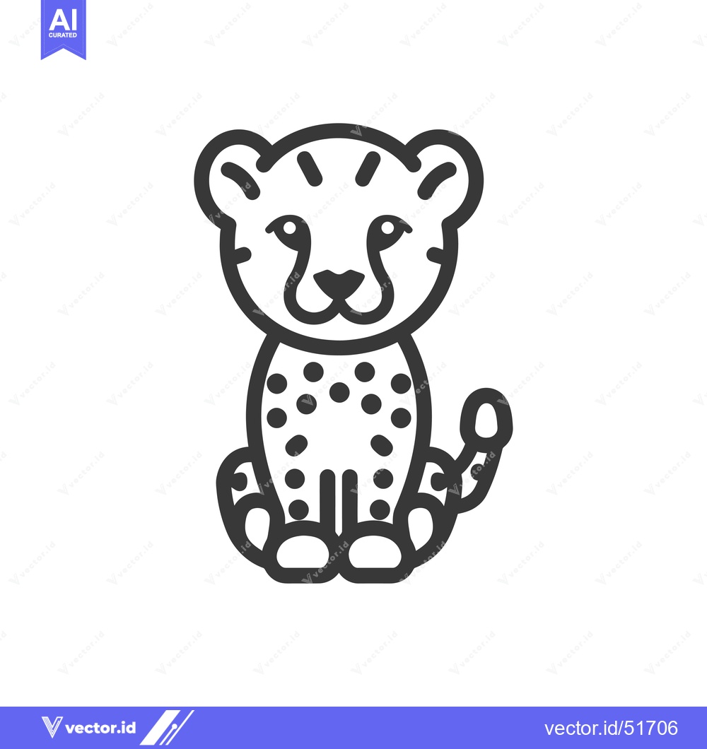 Premium Vector dari Line art illustration of a cheetah cub sitting down