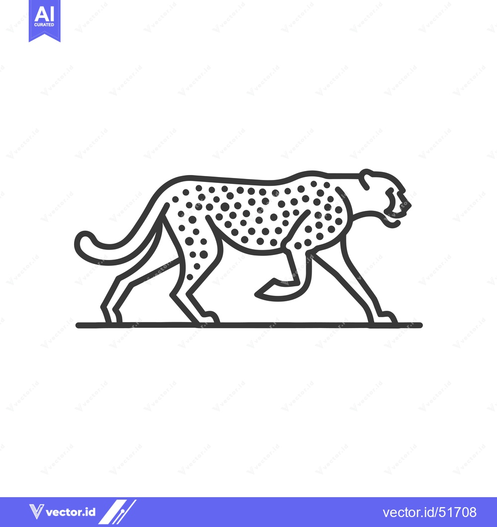 Premium Vector dari Line Art Illustration of a Cheetah in Motion
