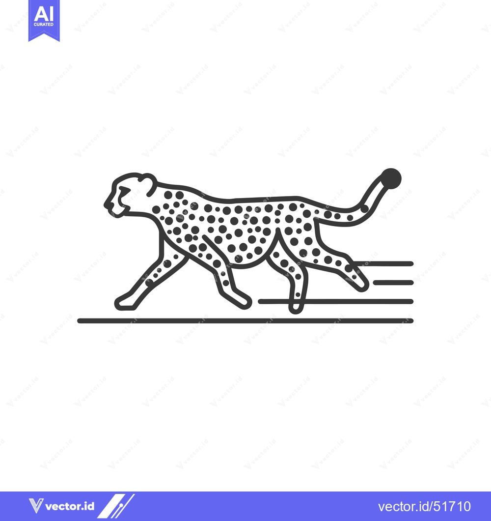 Premium Vector of Line Art Illustration of a Cheetah Running