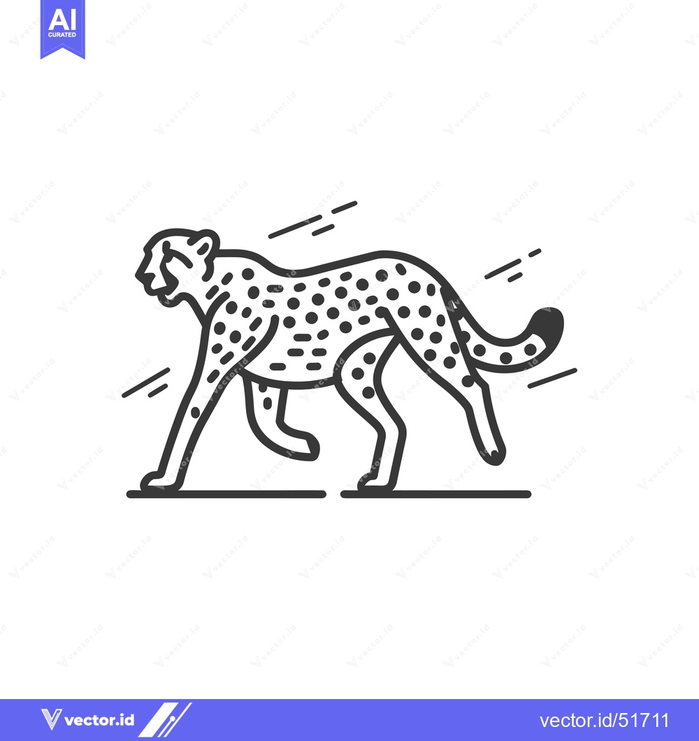 Premium Vector dari Line Art Illustration of a Cheetah Running
