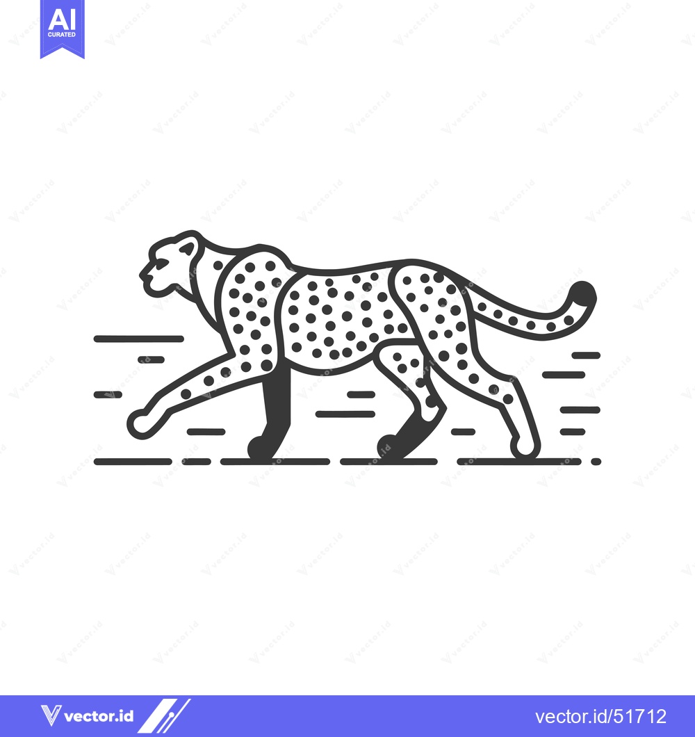 Premium Vector dari Line Art Illustration of a Cheetah Running