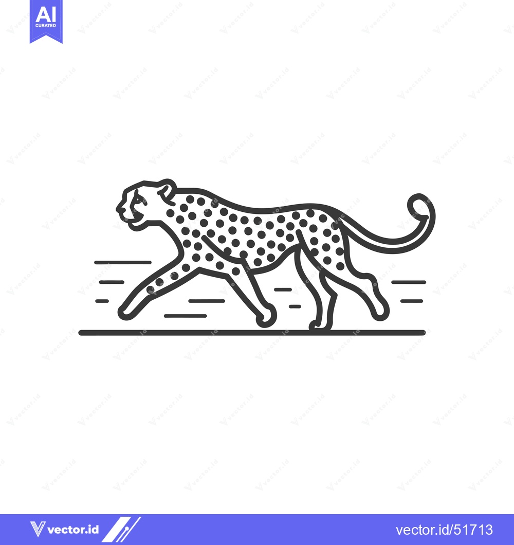 Premium Vector dari Line Art Illustration of a Cheetah Running