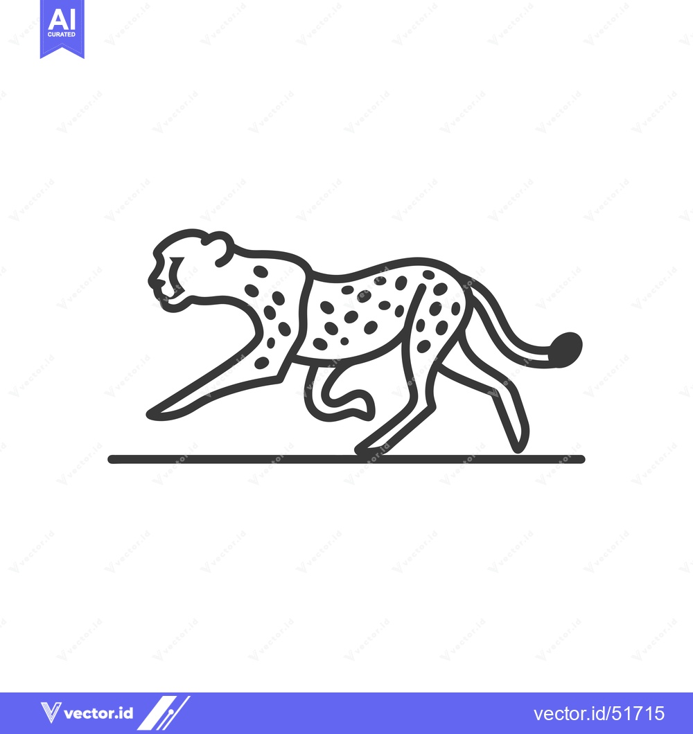 Premium Vector of Line Art Illustration of a Cheetah Running