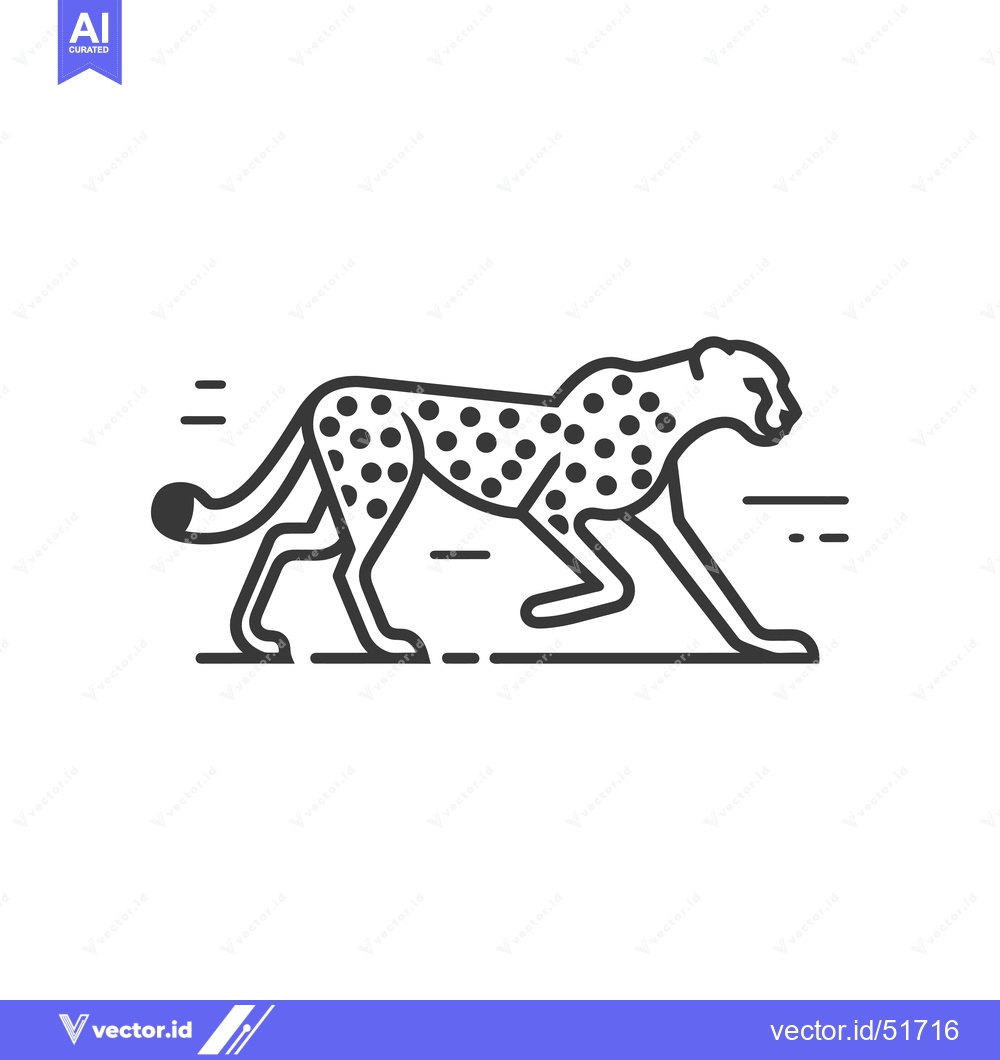 Premium Vector dari Line Art Illustration of a Cheetah Running