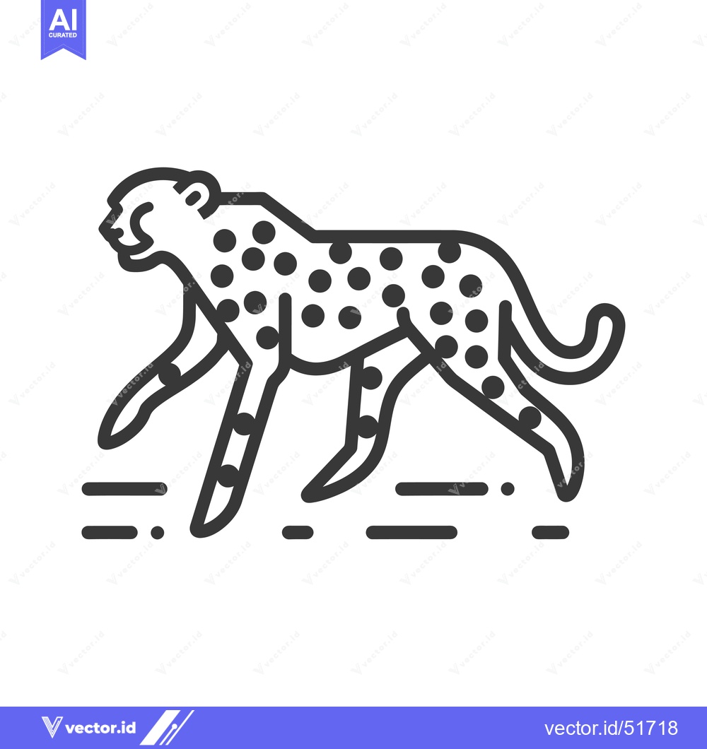 Premium Vector dari Line art illustration of a cheetah running with spots