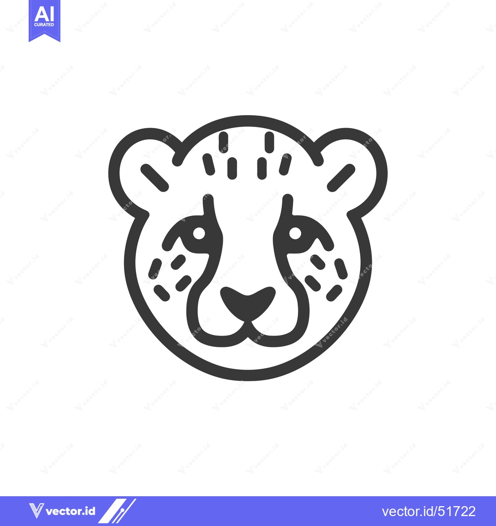 Premium Vector of Line Art Illustration of a Cheetah's Face
