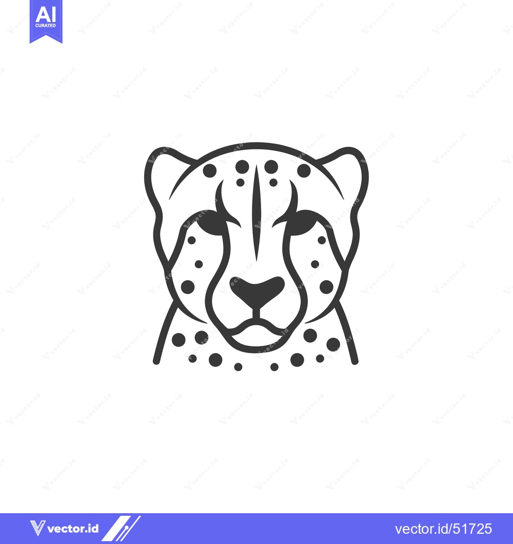 Premium Vector of Line Art Illustration of a Cheetah's Face
