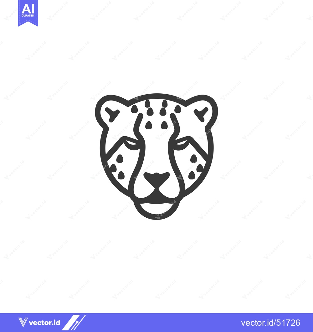 Premium Vector of Line Art Illustration of a Cheetah's Face