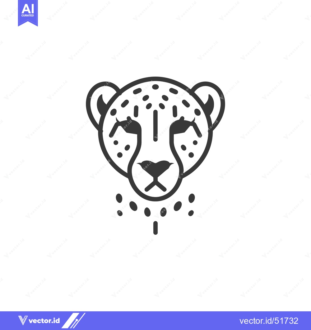 Premium Vector dari Line Art Illustration of a Cheetah's Face with Spots