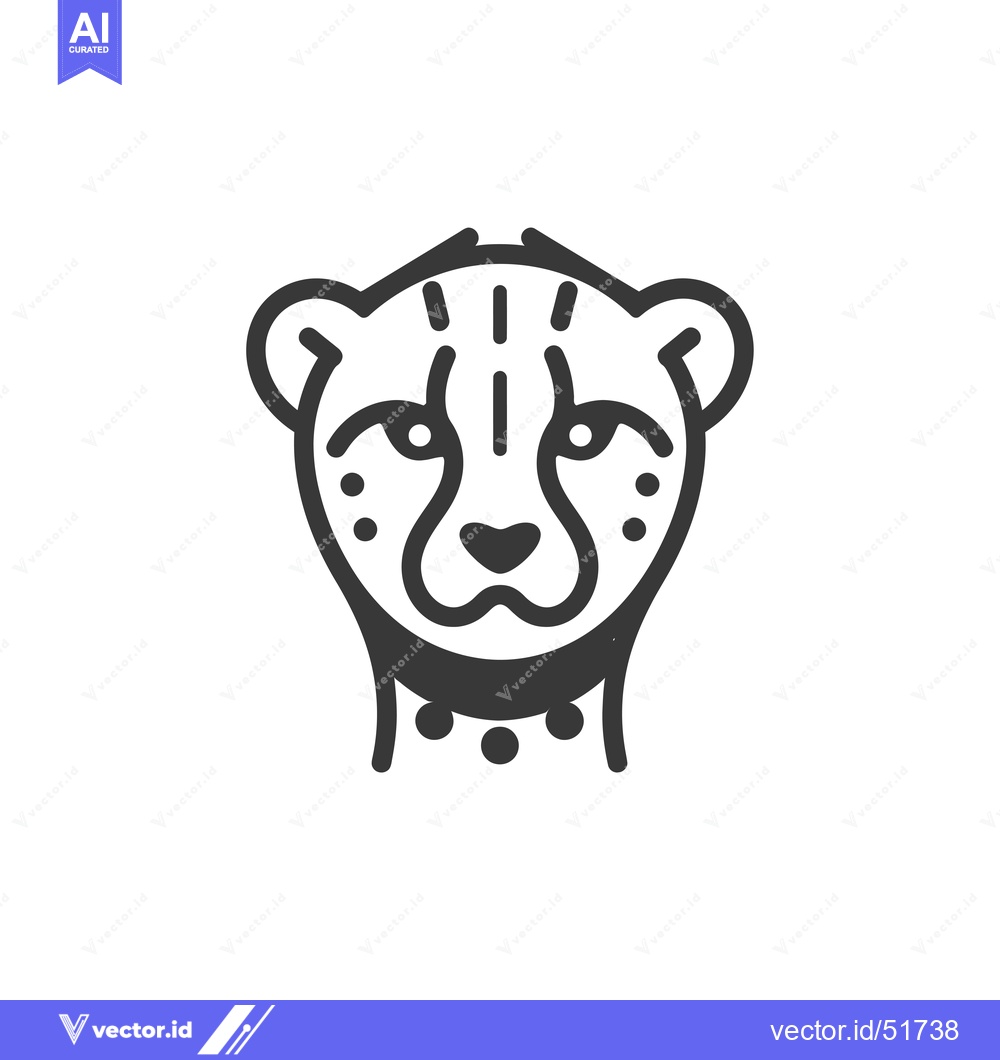Premium Vector of Line Art Illustration of a Cheetah's Head
