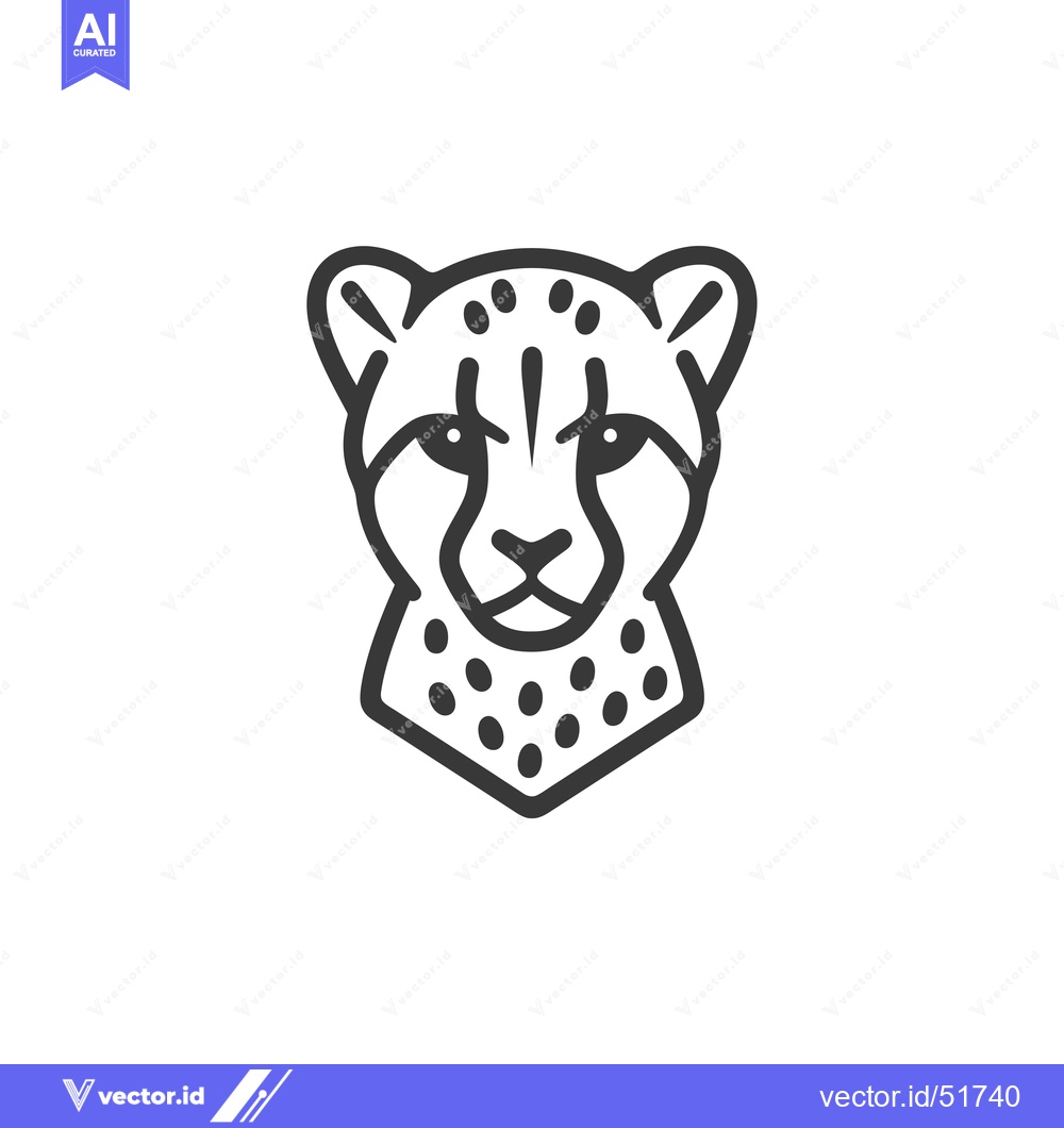 Premium Vector dari Line Art Illustration of a Cheetah's Head